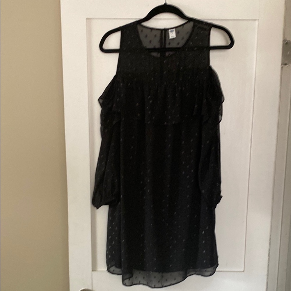 Black Sheer Polka Dot Dress